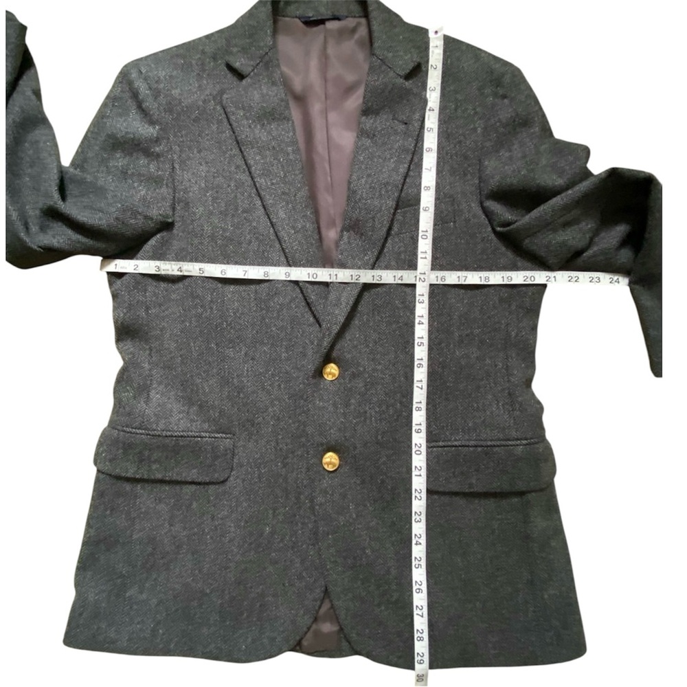 Brooks Brothers Madison 1818 Herringbone Wool Blazer Black & Charcoal Gray 40 S - Picture 14 of 15